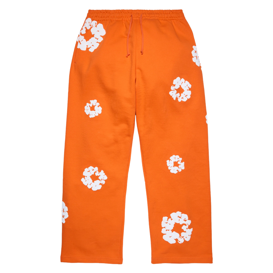 DENIM TEARS COTTON WREATH BAGGY SWEATPANTS ORANGE
