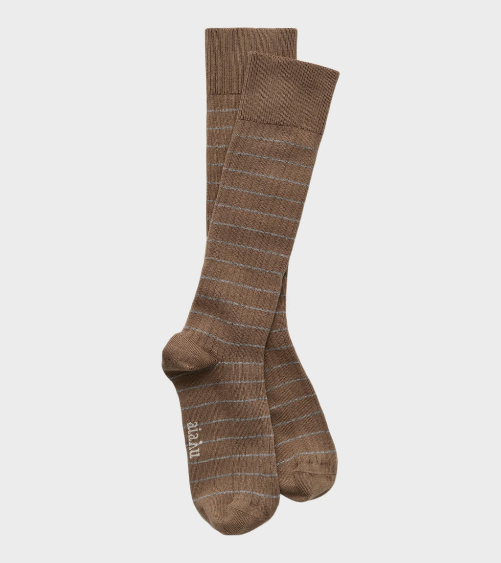 Cotton Long Socks Mix Chestnut