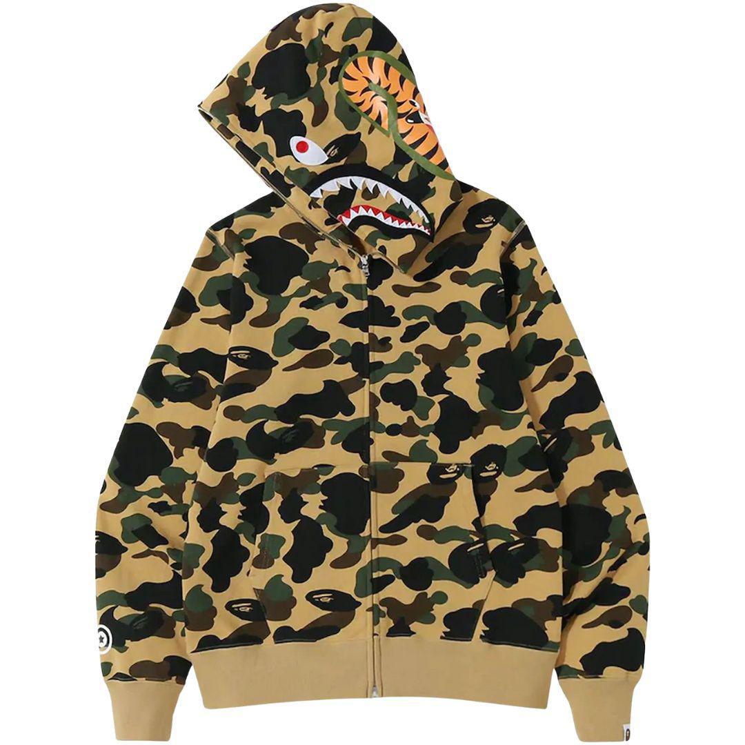 BAPE 1ST CAMO SHARK FULL ZIP HOODIE YELLOW