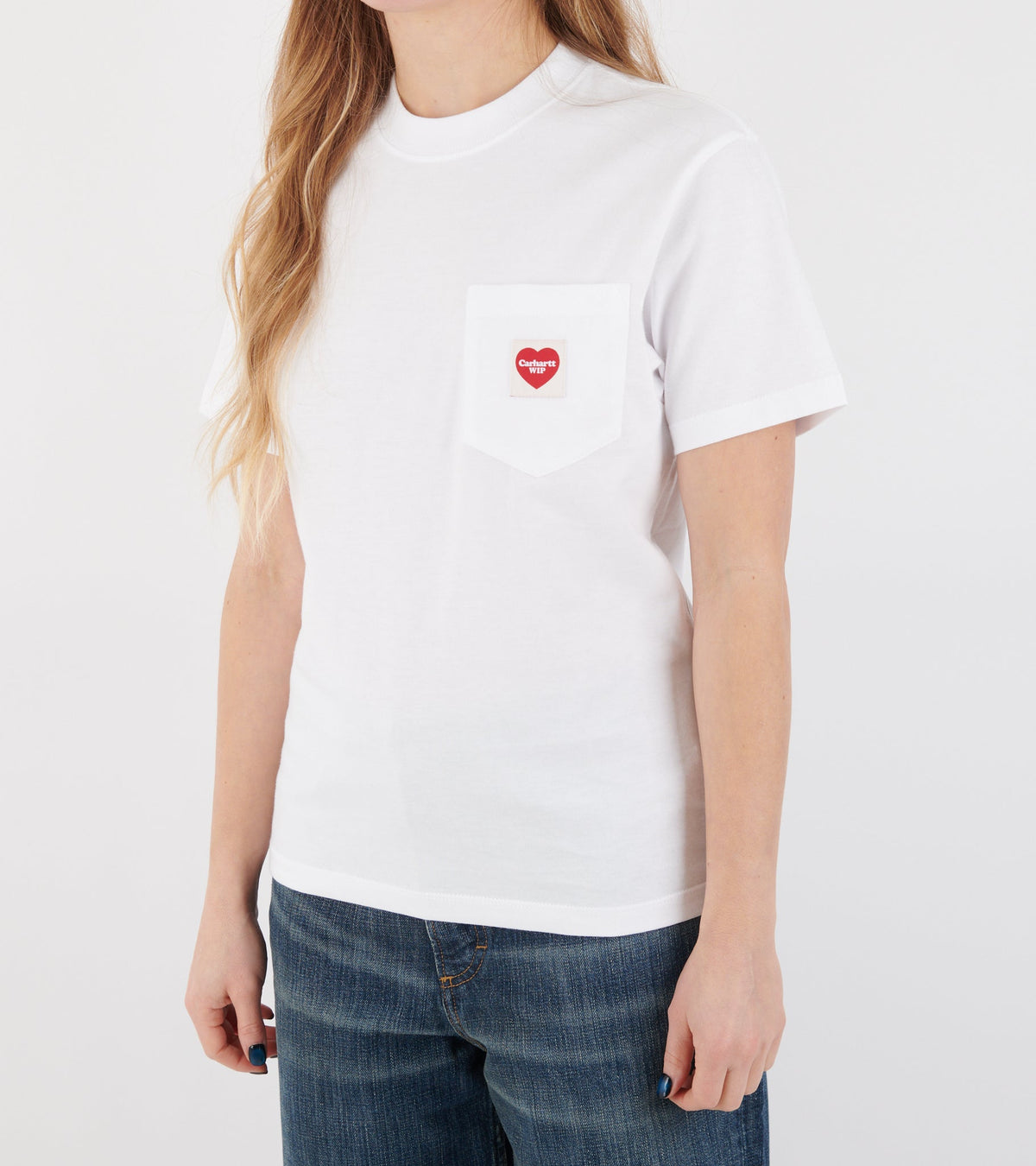 W S/S Pocket Heart T-shirt White