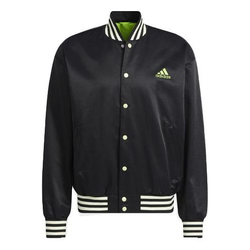 Men's adidas Stripe Sports Baseball Jacket Black HB5439