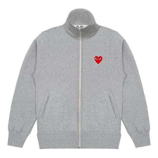 COMME des GARCONS PLAY Zip Up Crewneck Sweatshirt 'Grey' AZ-T252-051-1