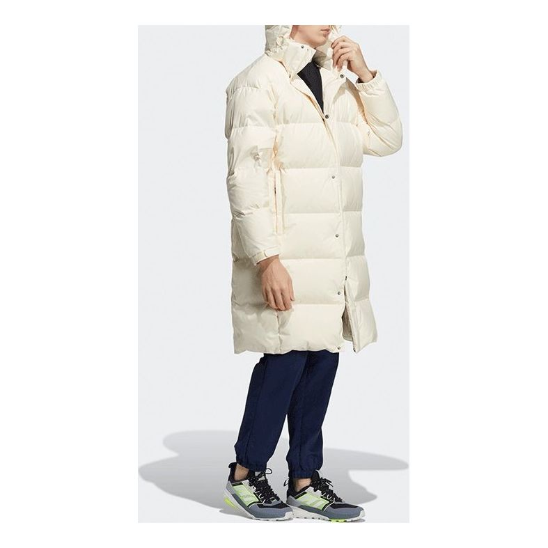 adidas 800 Solid Color Loose Detachable mid-length Down Jacket Couple Style Beige H23086