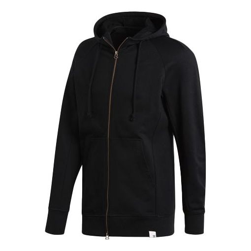 adidas originals hooded Zipper Sports Jacket Black BQ3092