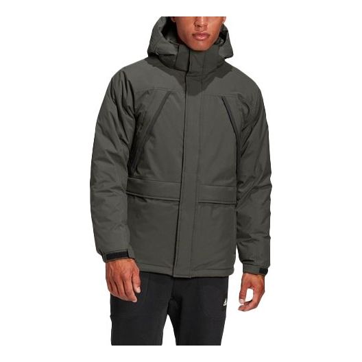 adidas Outdoor Sports hooded down Jacket Brown GK0669