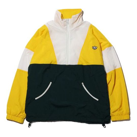 adidas originals Track Top Super Colorblock Logo Half Zipper Jacket Yellow FM2202