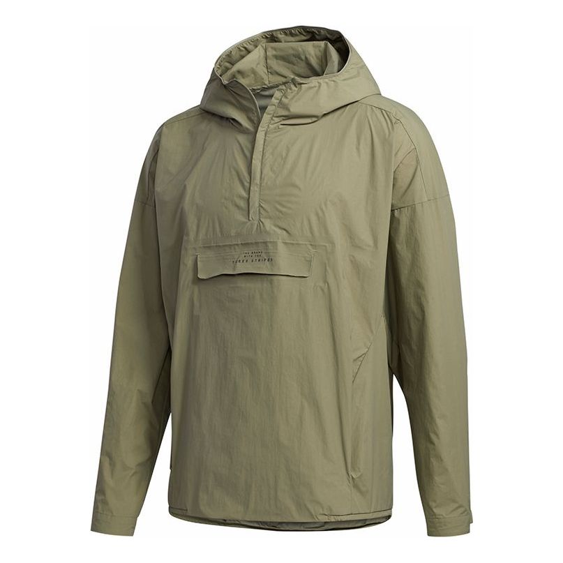 adidas M Tec Anorak Woven Sports Windproof Breathable Jacket Green FM5412