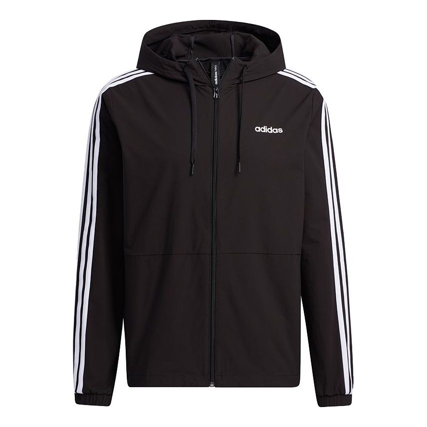 adidas neo M Ce 3s Wb Classic Stripe Windproof waterproof Sports Hooded Jacket Black GP4909