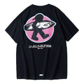 PJ's Vigor Multi-Color Embroidered Contrasting Colors Short Sleeve Couple Style Black 20SSTS10322-P