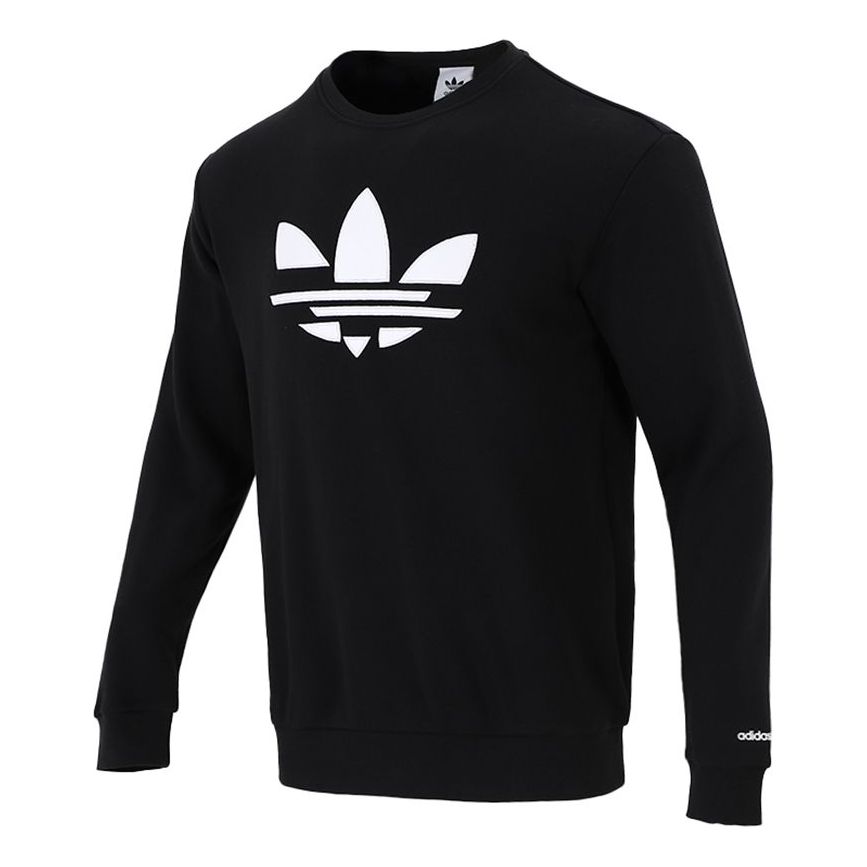 Men's adidas originals Logo Printing Sports Round Neck Pullover Black H37731