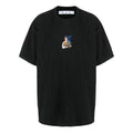Off-White 21SS Painting Blue Arrow Cartoon Short Sleeve Loose Fit Black OMAA038S21JER0071040