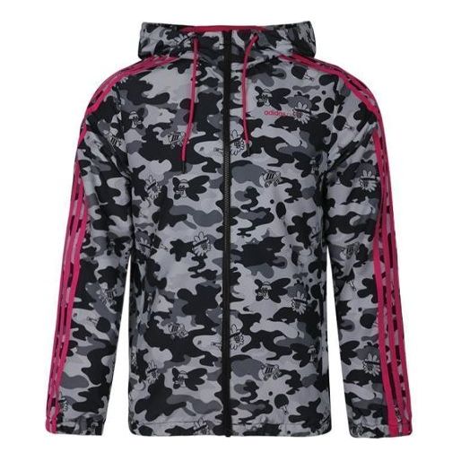 adidas neo M Radio W WB Camouflage hooded Sports Jacket Black FU3597