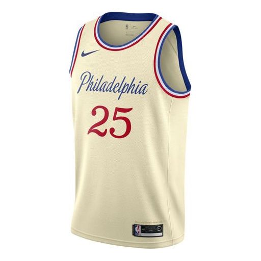 Nike MENS NBA Philadelphia 76ers Ben Simmons 25 City Edition Swingman Jersey White Creamy AV4664-281