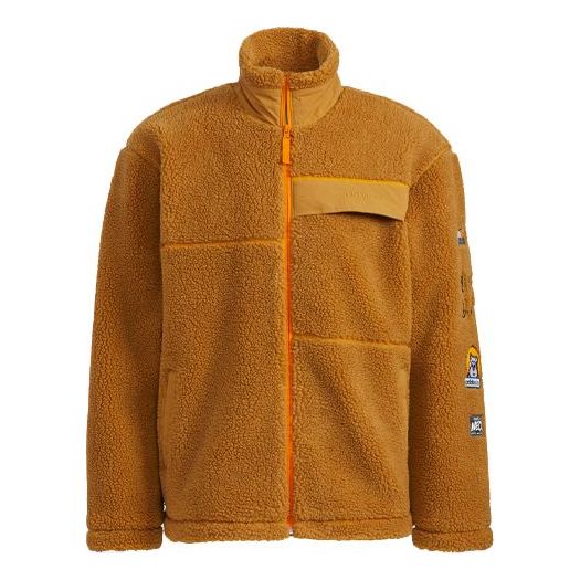 adidas neo Casual Stand Collar Windproof Sports Jacket Brown HG9028
