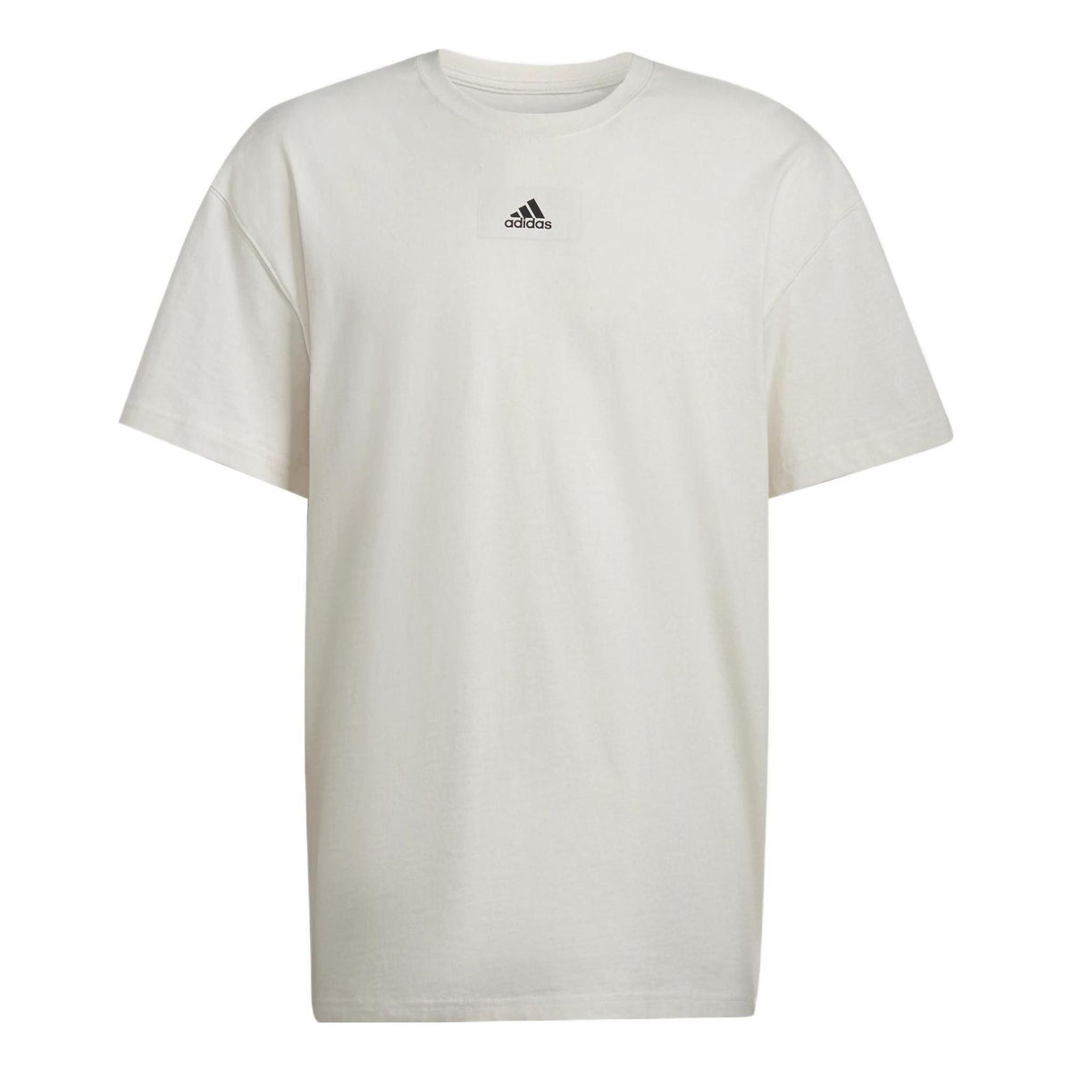 adidas Solid Color Sports Round Neck Short Sleeve Beige HE4368