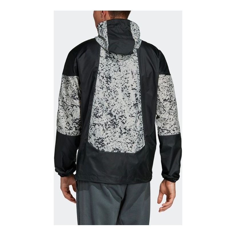 adidas originals Splicing logo Printing Casual Hooded Jacket Black White Colorblock DV1965