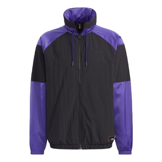adidas neo M Ss Feb Wl Wb Contrasting Colors Sports Stand Collar Windproof Jacket Black GP4809