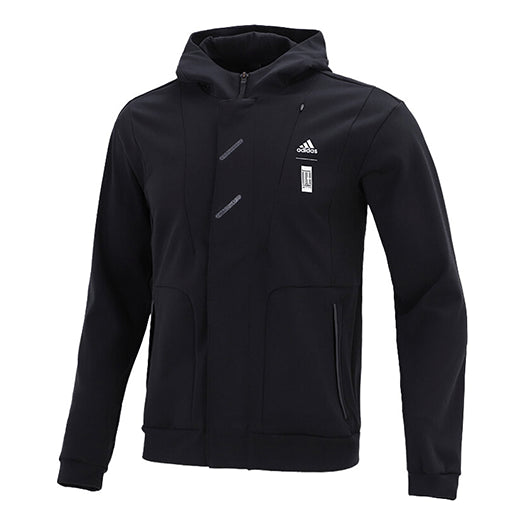 adidas Printing Logo Sports Hooded Jacket Black HE5116