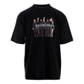 Men's Balenciaga Oversize Logo Printing Retro Shoulder Drop Short Sleeve Black 620969TIVA11000