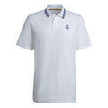 adidas real Madrid Solid Color Stripe Casual Short Sleeve Polo Shirt White H59050