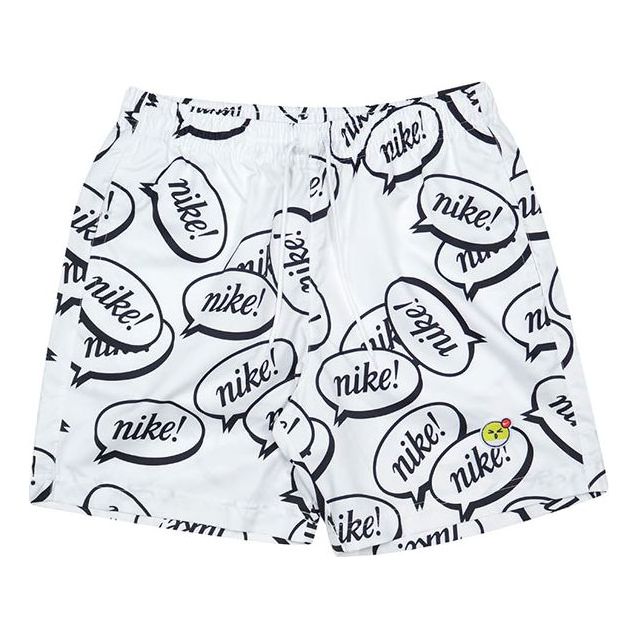 Nike As Men's Nike Sportswear Airmoji Short Sneeze Full Print Logo Sport TrainingShorts Men's White DA8785-100
