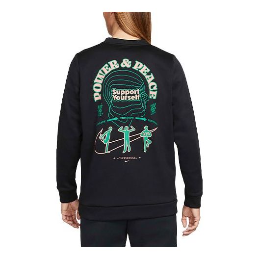 Men's Nike As Nk TF Turf Top Ls Crew Story P Casual Character Printing Round Neck Pullover Black DM5999-010