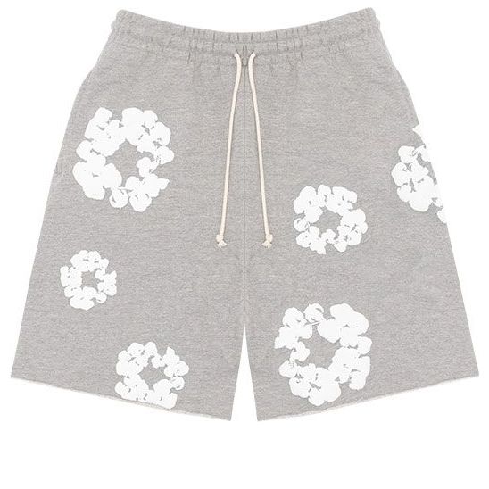 Denim Tears Cotton Wreath Logo Shorts 'Grey White' 402-070-30