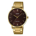 CASIO Stainless Steel Strap Quartz Waterproof Brown Dial Mens Brown Analog MTP-VT01G-5B