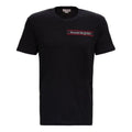 Men's Alexander McQueen FW21 Alphabet Logo Pattern Round Neck Short Sleeve Black 642662-QRX74-0901