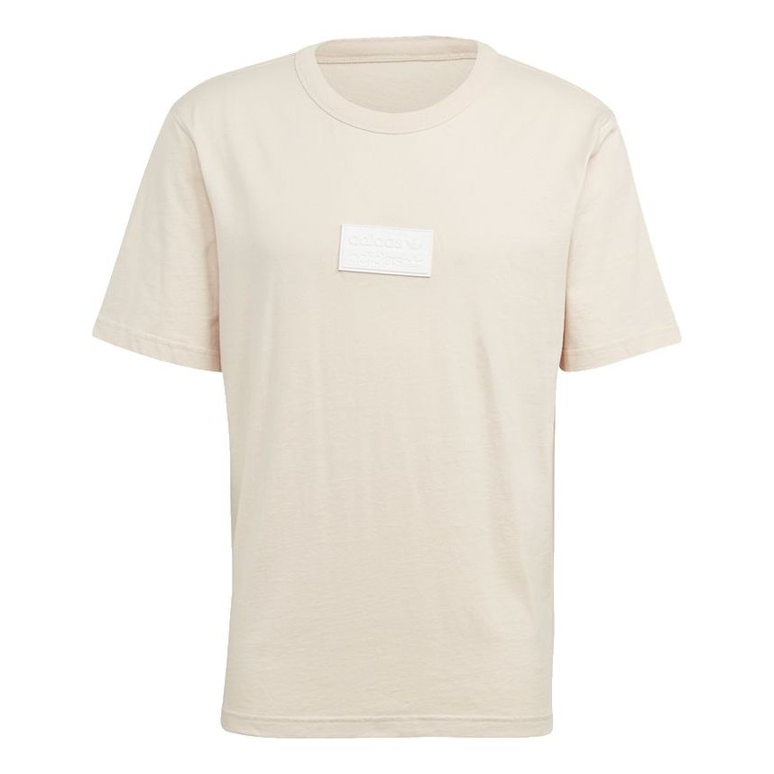 Men's adidas originals Silicon Badge T Logo Sports Short Sleeve Creamy White T-Shirt GN3298