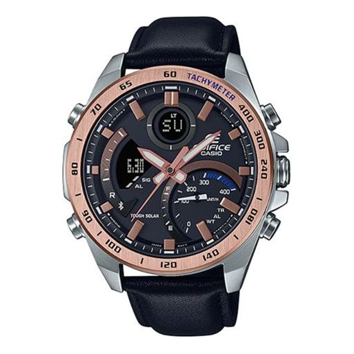 CASIO Waterproof EDIFICE Solar Powered Mens Black Analog/Digital Combo ECB-900GL-1B