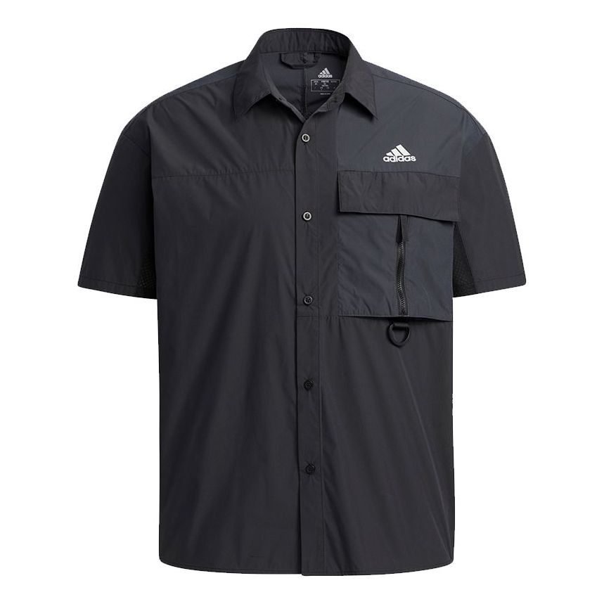 adidas Utl Ss Shirts Contrasting Colors Loose Sports Short Sleeve Shirt Black H13778