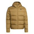 Men's adidas Logo Solid Color Long Sleeves Hooded Down Jacket Wheat Brown HD9743
