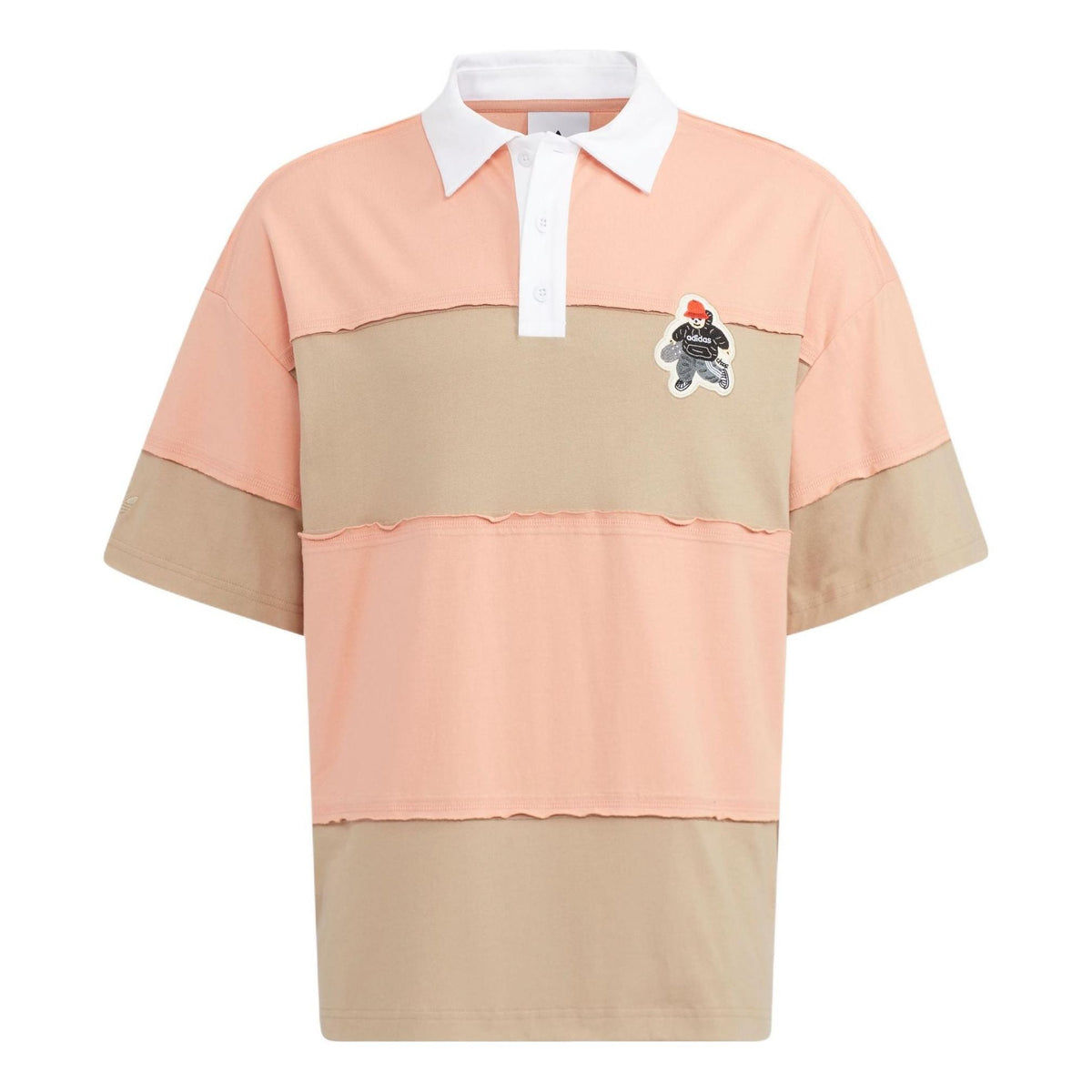adidas originals Splicing Colorblock Short Sleeve Polo Shirt Unisex Pink HR3468