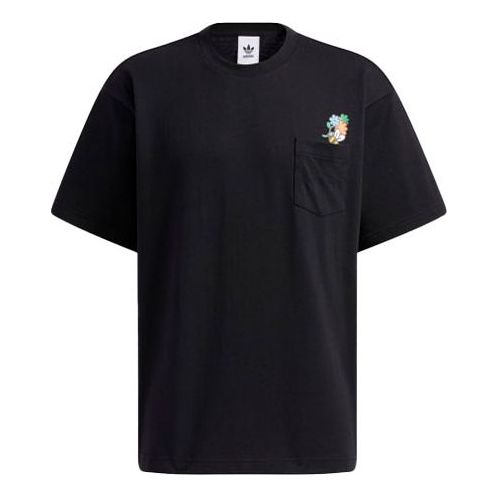 adidas originals Tee Ss Printed Sport Crew Neck Short Sleeve Men's Black HB6859